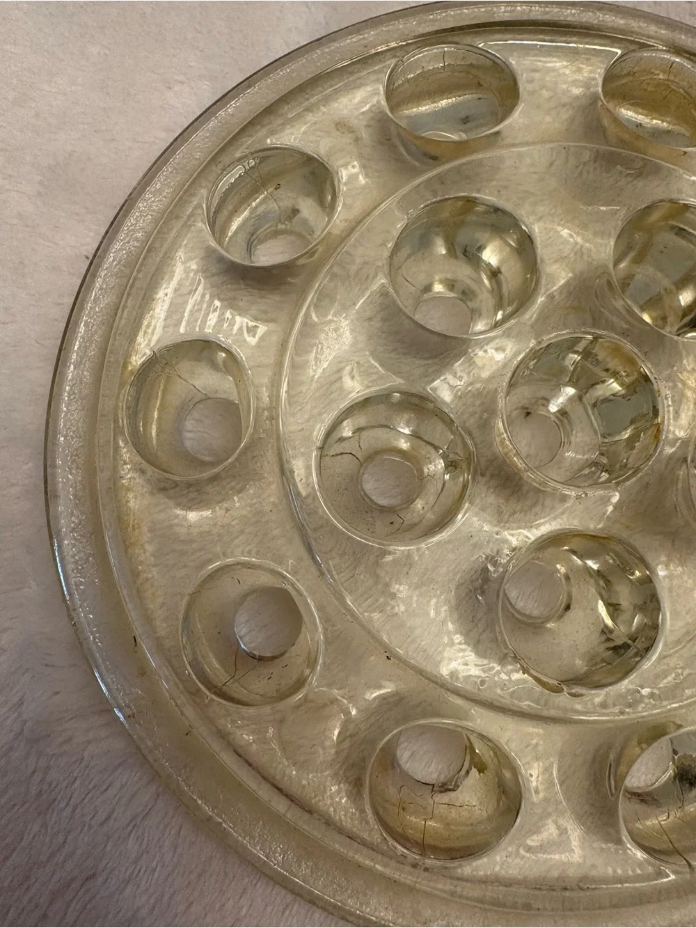 Vintage Clear Glass Flower Frog 16 hole